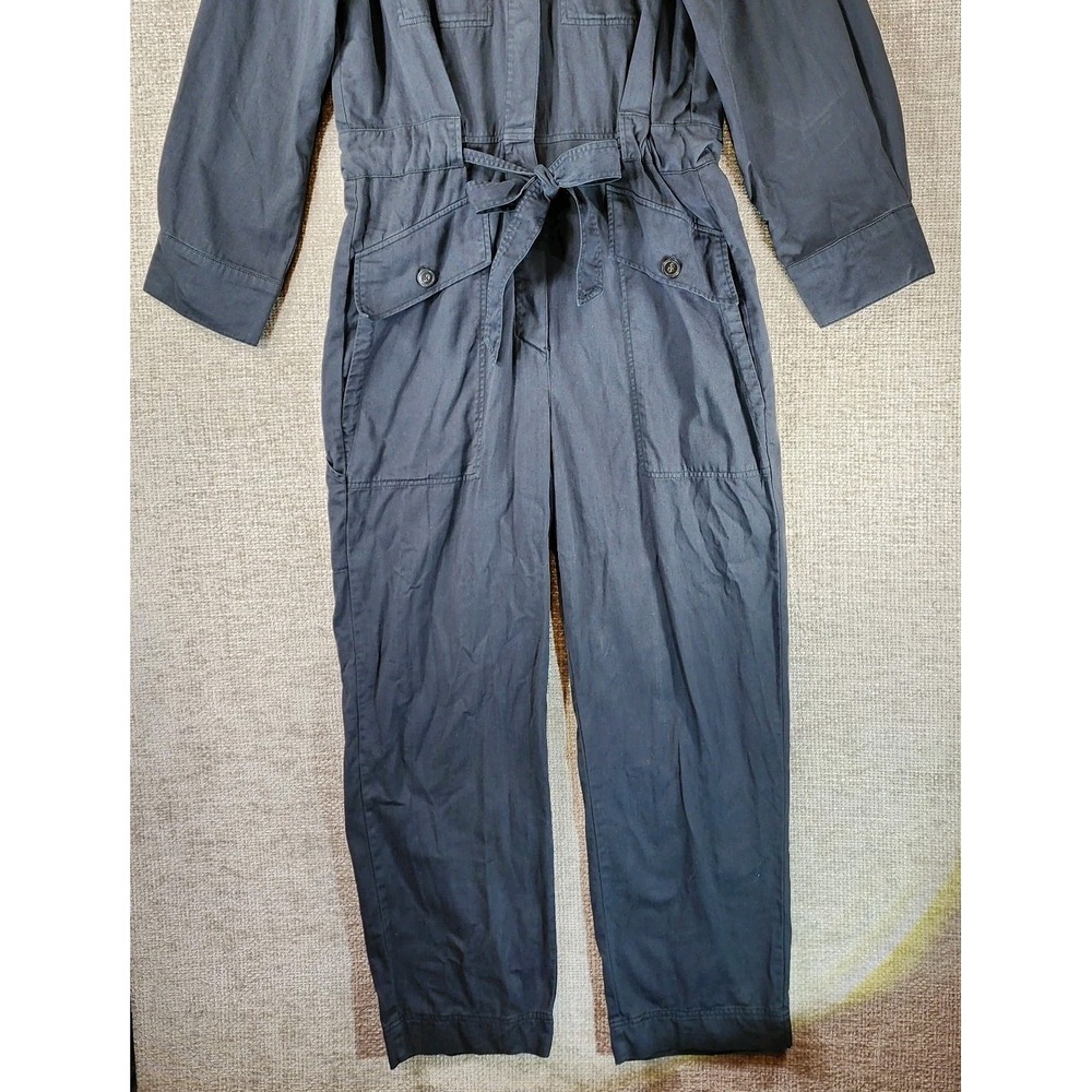 Anthropologie Unpublished Utility Jumpsuit Coveralls Womens M Blue Belted EUC - Picture 2 of 16